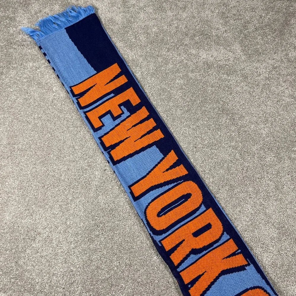 Adidas Unisex OSFA Blue‎ Orange Winter Fringe New York City FC MLS Scarf NWT